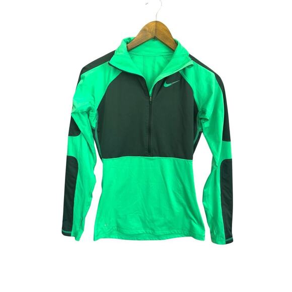 Nike Pro Half-Zip Long Sleeve Fitted Training Top Women’s Small Green Black - Picture 1 of 7